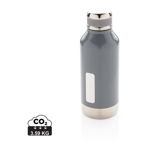 Leak proof vacuum bottle with logo plate grey | No Branding | not available | not available