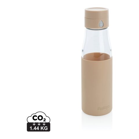 Ukiyo glass hydration tracking bottle with sleeve