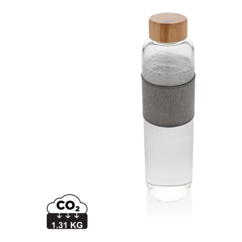 Impact borosilicate glass bottle with bamboo lid white-grey | No Branding | not available | not available