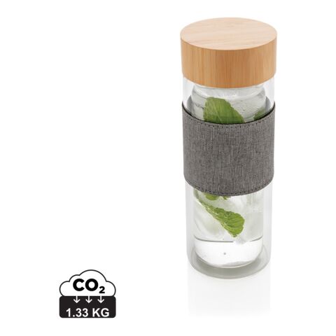 Impact double wall borosilicate glass bottle white-grey | No Branding | not available | not available