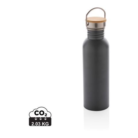 Modern stainless steel bottle with bamboo lid grey | No Branding | not available | not available