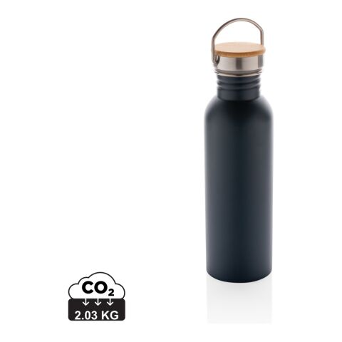 Modern stainless steel bottle with bamboo lid blue | No Branding | not available | not available