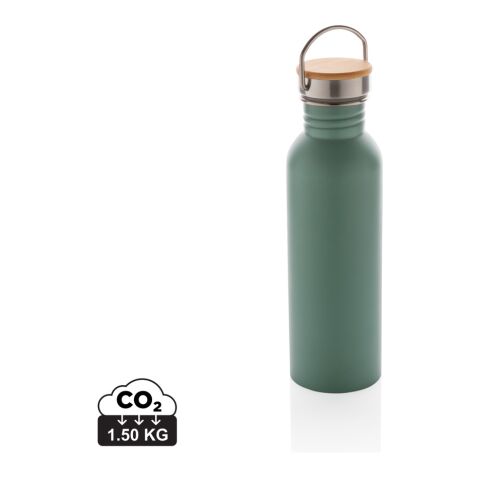 Modern stainless steel bottle with bamboo lid green | No Branding | not available | not available