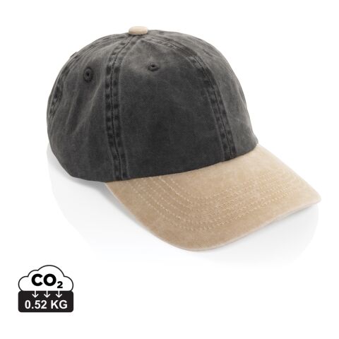 BEAU AWARE™ Washed 6 panel 270gsm cotton twill two tone cap black | No Branding | not available | not available | not available