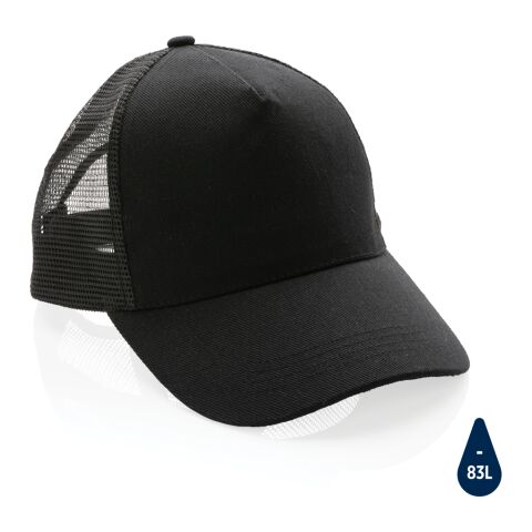 Impact AWARE™ Brushed rcotton 5 panel trucker cap 190gr black | No Branding | not available | not available | not available
