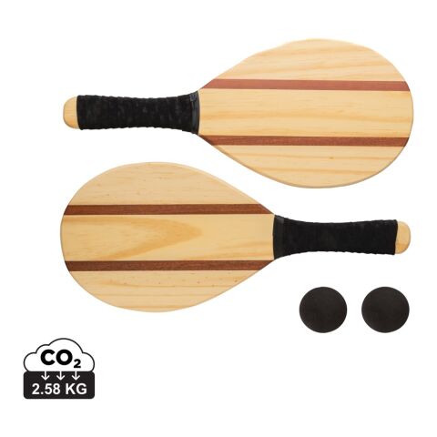 Wooden frescobol tennis set