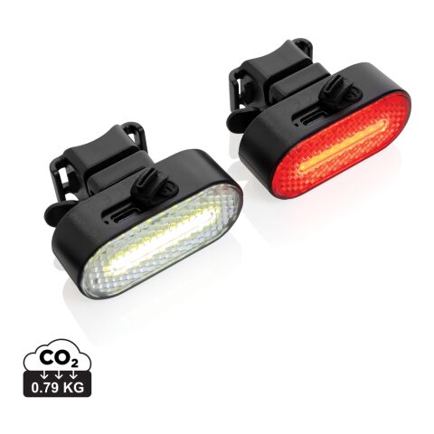 Lumino RCS recycled plastic USB re-chargeable bike light set black | No Branding | not available | not available