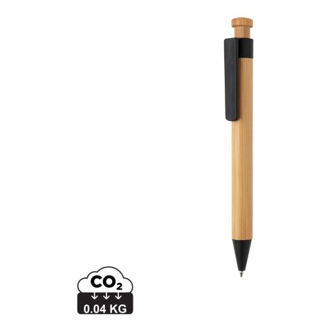 Bamboo pen with wheatstraw clip black | No Branding | not available | not available