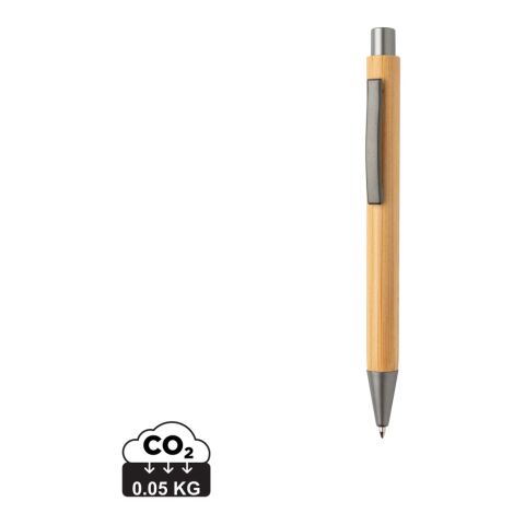 Slim bamboo pen brown-silver | No Branding | not available | not available
