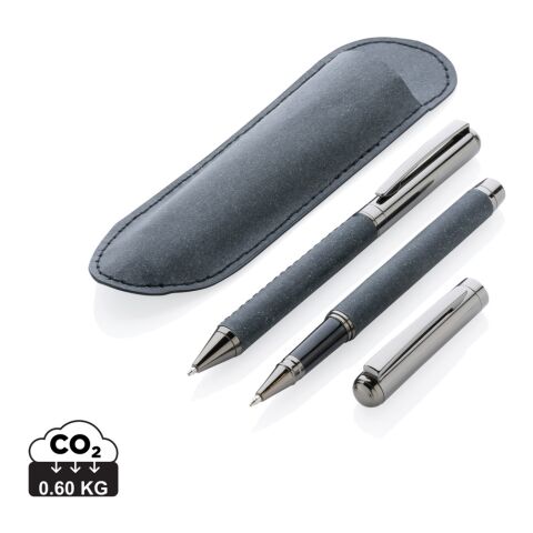 Recycled leather pen set grey | No Branding | not available | not available