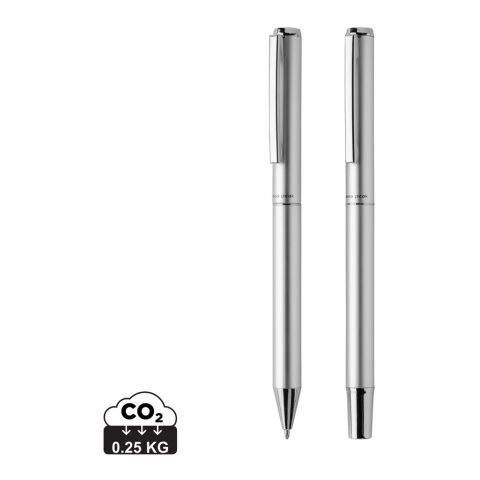 Swiss Peak Cedar RCS certified recycled aluminum pen set silver | No Branding | not available | not available