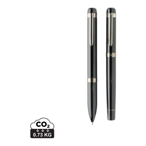 Swiss peak OSLO recycled stainless steel deluxe pen set black