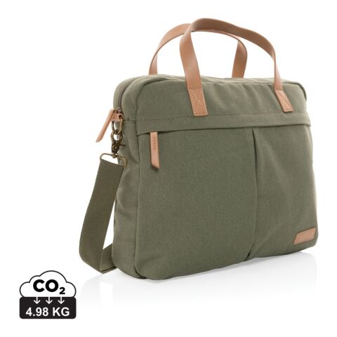 Impact AWARE™ 16 oz. recycled canvas laptop bag green | No Branding | not available | not available | not available