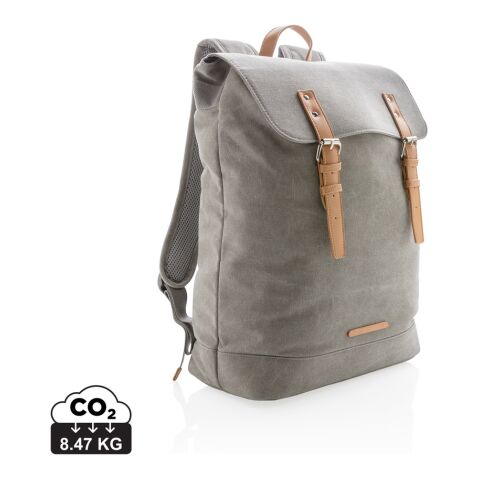 Canvas laptop backpack PVC free grey | No Branding | not available | not available | not available