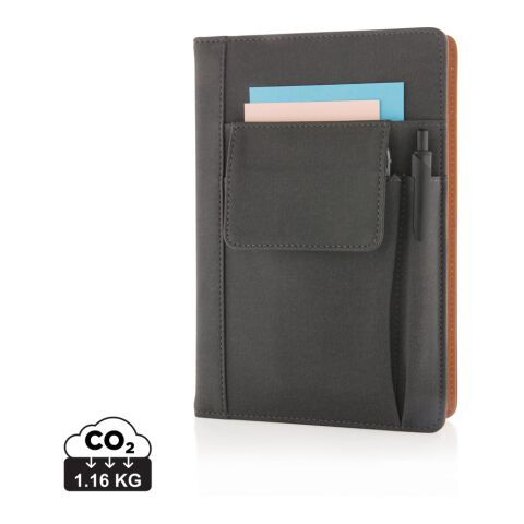 Notebook with phone pocket black | No Branding | not available | not available