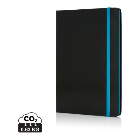Deluxe hardcover A5 notebook with coloured side blue-black | No Branding | not available | not available