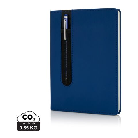 Standard hardcover PU A5 notebook with stylus pen navy | No Branding | not available | not available