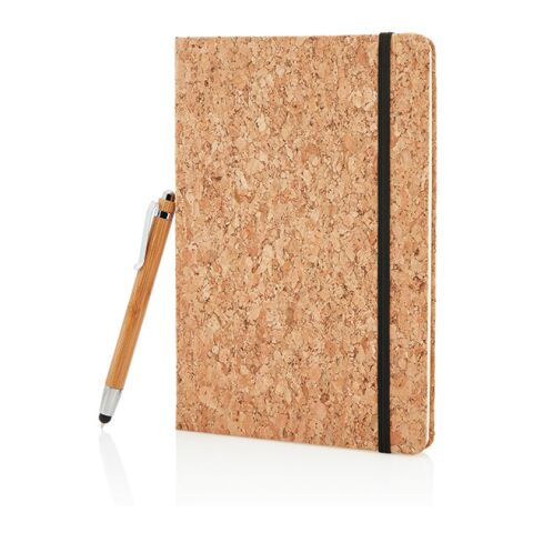 Cork A5 notebook with bamboo pen including stylus