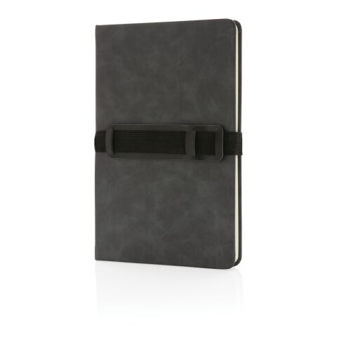 Deluxe hardcover PU notebook A5 with phone and pen holder
