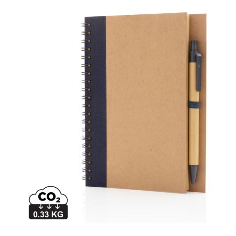 Kraft spiral notebook with pen blue | No Branding | not available | not available