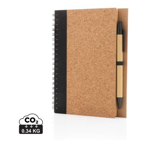 Cork spiral notebook with pen black | No Branding | not available | not available