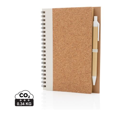 Cork spiral notebook with pen