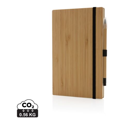 FSC® bamboo notebook and infinity pencil set brown | No Branding | not available | not available
