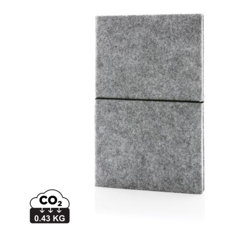 GRS certified recycled felt A5 softcover notebook grey | No Branding | not available | not available
