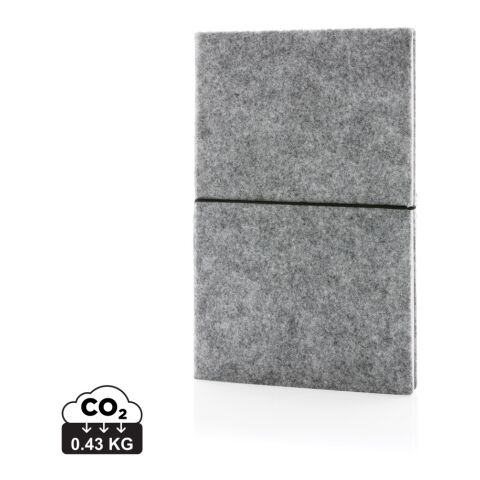 GRS certified recycled felt A5 softcover notebook grey | No Branding | not available | not available