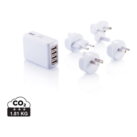 Travel plug with 4 USB ports White | No Branding | not available | not available