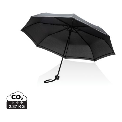 20.5&quot; Impact AWARE™ RPET 190T pongee mini reflective umbrella black | No Branding | not available | not available