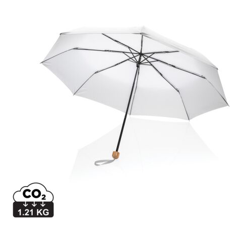 20.5&quot; Impact AWARE RPET 190T Pongee bamboo umbrella white | No Branding | not available | not available