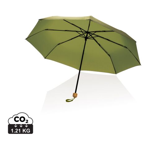 20.5&quot; Impact AWARE™ RPET 190T Pongee bamboo mini umbrella green | No Branding | not available | not available