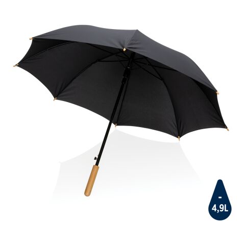 23&quot; Impact AWARE™ RPET 190T auto open bamboo umbrella black | No Branding | not available | not available