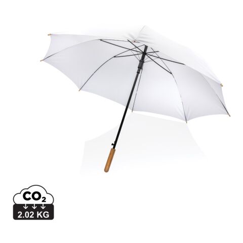 27&quot; Impact AWARE™ RPET 190T auto open bamboo umbrella white | No Branding | not available | not available