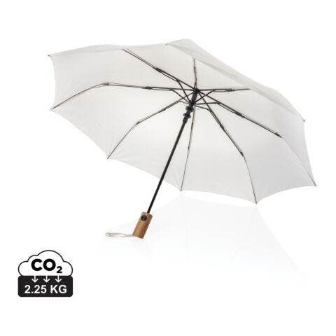 Kaycey 21" AWARE™ RPET Acacia wood mini auto open umbrella