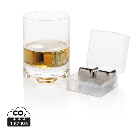 Re-usable stainless steel ice cubes 4pc silver | No Branding | not available | not available