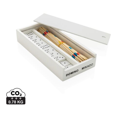 FSC® Deluxe mikado/domino in wooden box white | No Branding | not available | not available
