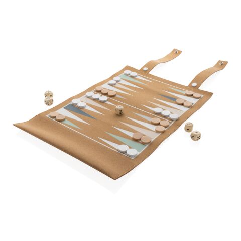 Britton cork foldable backgammon and checkers game set