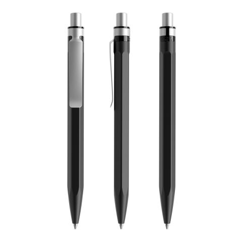 Prodir QS50 push ballpoint pen matt with metal clip black-silver | Without Branding | Blue