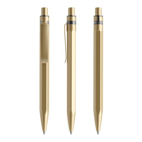 Prodir QS50 push ballpoint pen Stone with metal clip gold-gold | Without Branding | Black