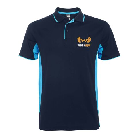 Montmelo short sleeve unisex sports polo Standard | Navy Blue-Sky blue | M | No Branding | not available | not available | not available
