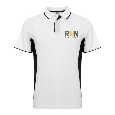 Montmelo short sleeve unisex sports polo Standard | White-Solid black | 2XL | No Branding | not available | not available | not available