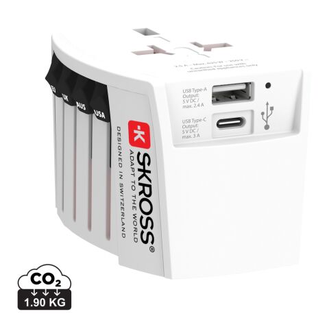 SKROSS World Travel Adapter MUV 2-pole with USB A and C White | No Branding | not available | not available