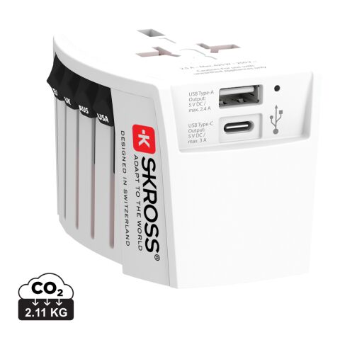 SKROSS World Travel Adapter MUV 2-pole with USB A and C white | No Branding | not available | not available