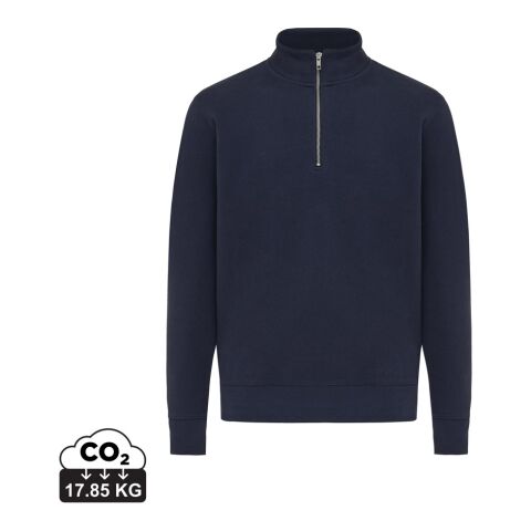 Promotional IQONIQ Elgon recycled cotton quarter zip sweater – navy – XXXL – custom branded merch with logo for bulk corporate gifts