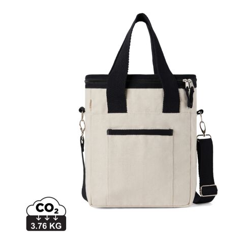 VINGA Volonne AWARE™ recycled canvas cooler tote bag off white-black | No Branding | not available | not available