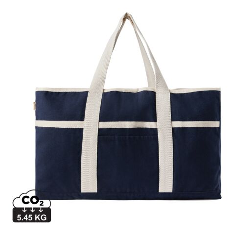 VINGA Volonne AWARE™ recycled canvas beach bag blue-off white | No Branding | not available | not available | not available