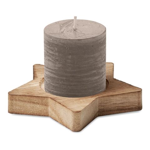 Candle on star wooden base grey | No Branding | not available | not available