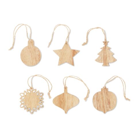 Set of wooden Xmas ornaments